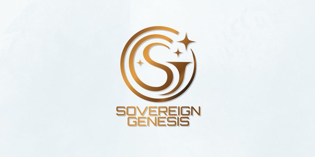 Sovereign Genesis logo with gold lettering on a light textured background.