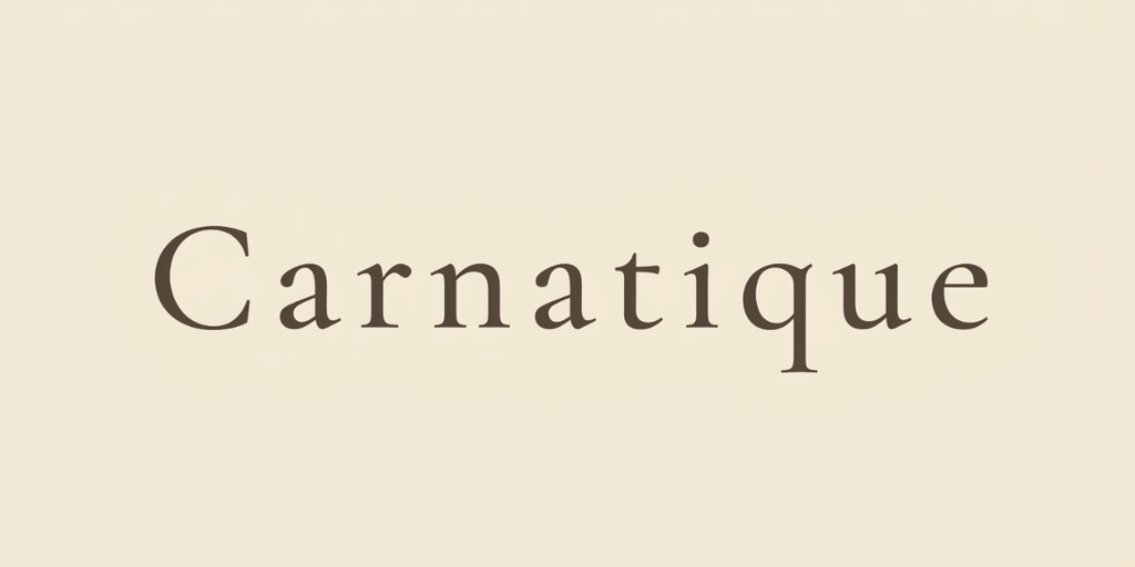 Carnatique wordmark in elegant serif typography on a soft cream background.