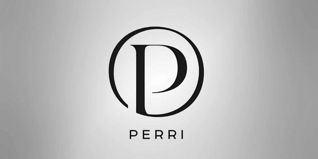A minimalist black "P" logo with the word "PERRI" beneath, set on a light gray background.