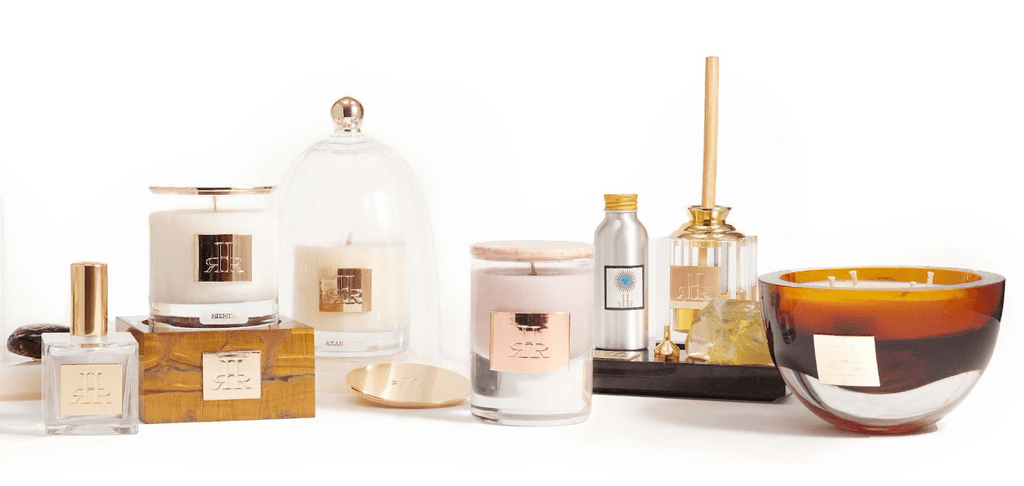 "Exclusive RHR Luxury home fragrance collection featuring premium candles, diffusers, and elegant accessories crafted with luxury materials."