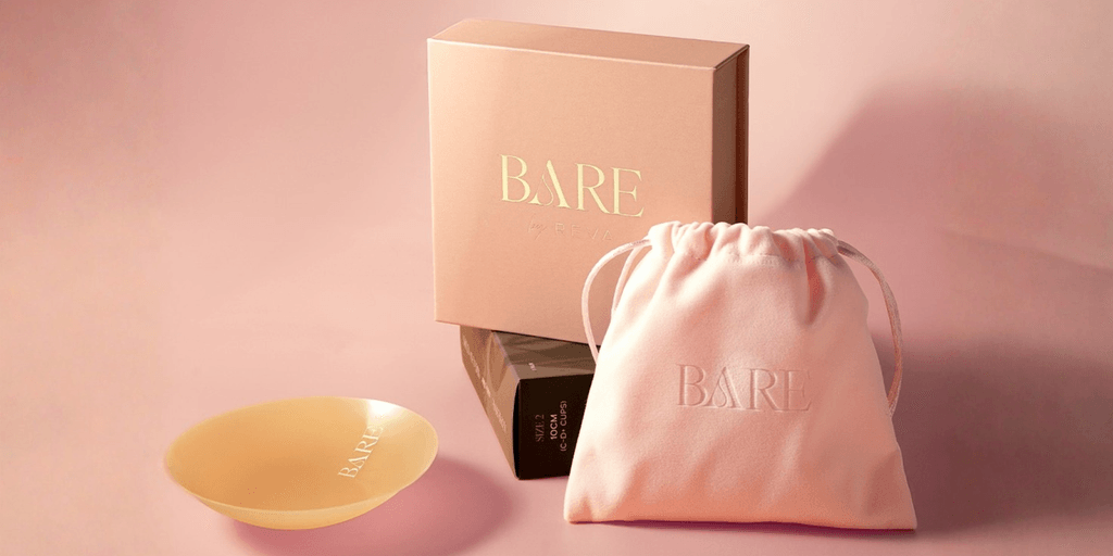 BARE by REVA nipple covers and breast enhancers with luxury packaging and pink pouch.