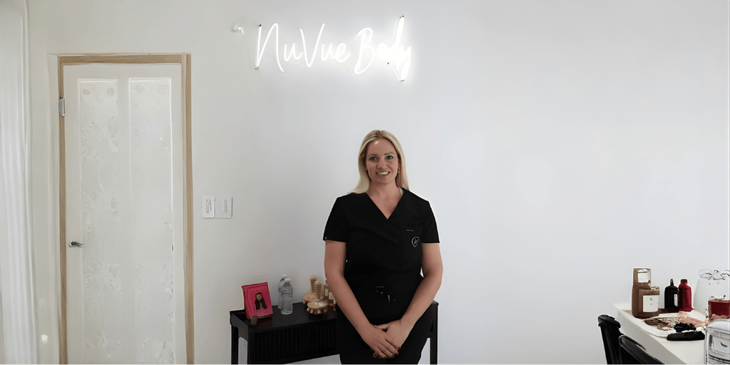 "Abby Mortimer, founder of NuVue Body Sculpting, specializing in advanced lymphatic drainage to promote health, recovery, and wellness."