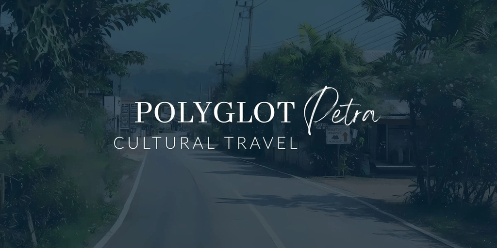 "Polyglot Petra logo for Cultural Travel services, specializing in immersive cultural experiences and tours around the world."