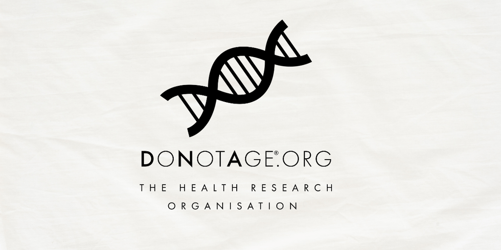 DNA logo with text “DoNotAge.org – The Health Research Organisation” on white background.