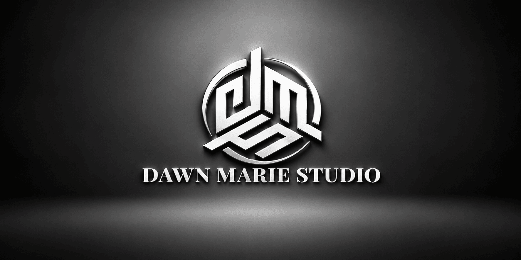 Logo design featuring the text "DAWN MARIE STUDIO" with an intricate circular emblem