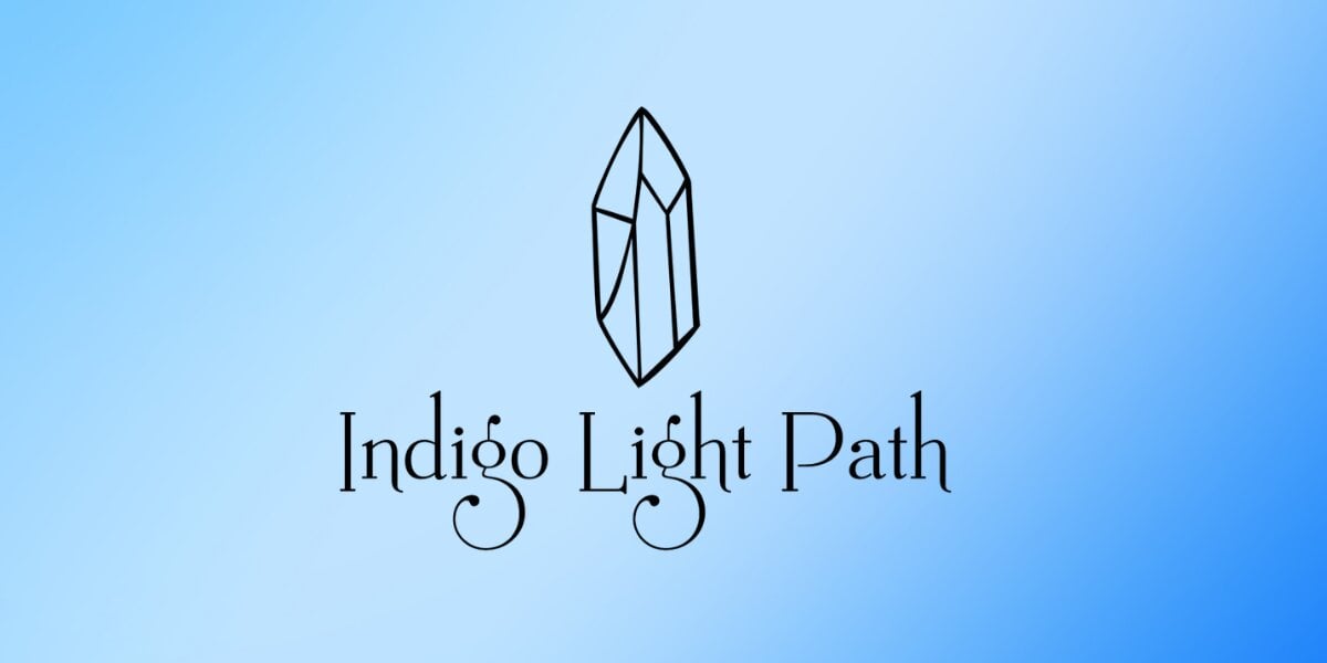 Indigo Light Path logo featuring a crystal icon on a blue gradient background.