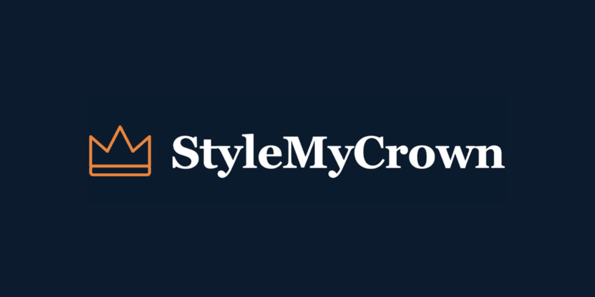 Logo of StyleMyCrown featuring a crown icon and stylish typography on a dark background