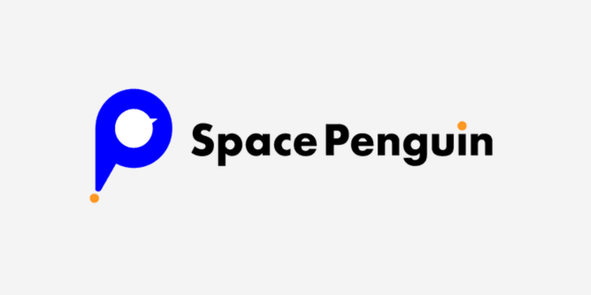 Logo featuring a blue circle with a bird silhouette and the text "SpacePenguin"