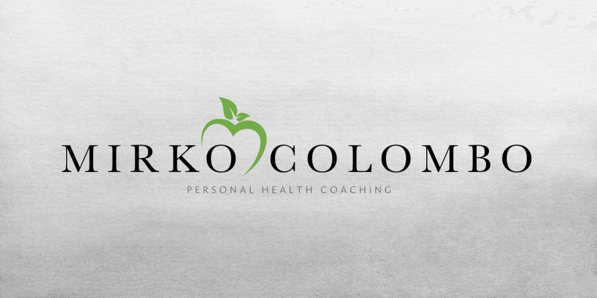 Logo for Mirko Colombo Personal Health Coaching featuring a green apple and text