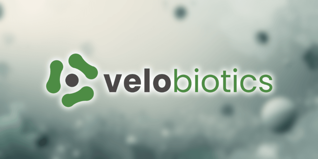 "Velobiotics logo, representing their innovative probiotic technology focused on gut health, offering scientifically-backed solutions for wellness."