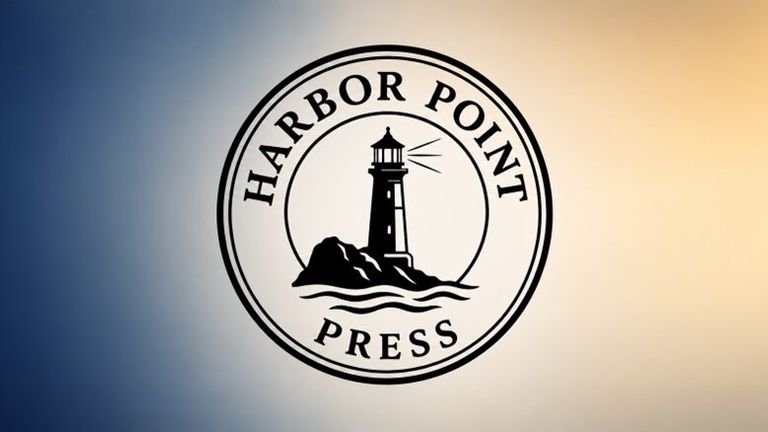 Harbor Point Press lighthouse logo on a blue and gold gradient background.