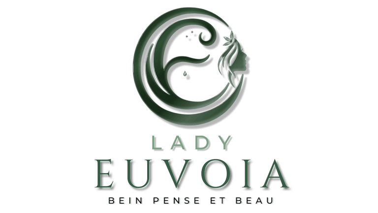 Lady Euvoia logo featuring a green circular emblem with a woman’s profile and flowing hair, symbolizing nature, with the brand name and French tagline below.