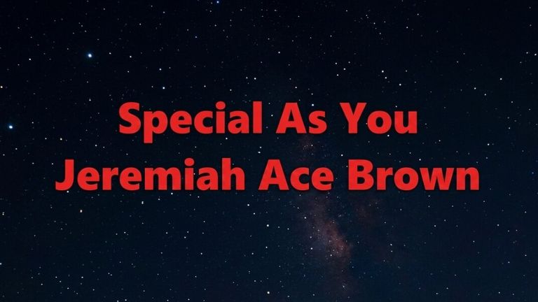 “Special As You” and Jeremiah Ace Brown displayed in red lettering against a star-filled night sky.