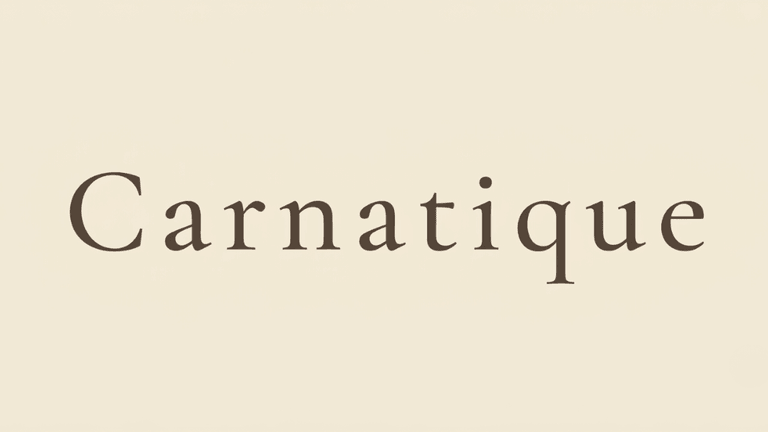 Carnatique wordmark in elegant serif typography on a soft cream background.