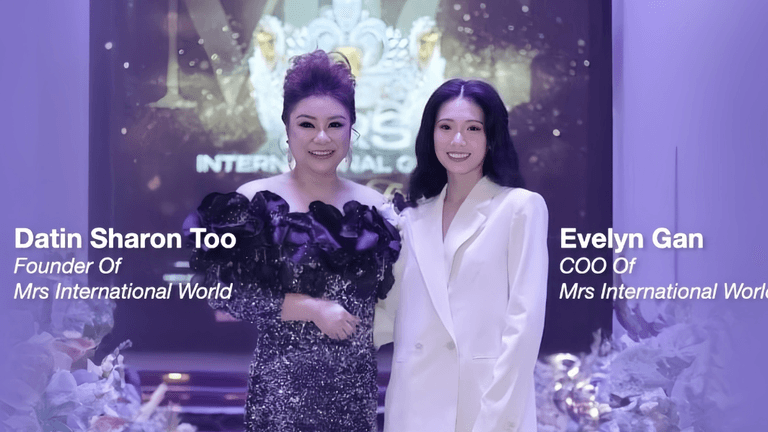 Datin Sharon Too, founder of Mrs International World, with Evelyn Gan, COO, continuing a legacy of empowering women.