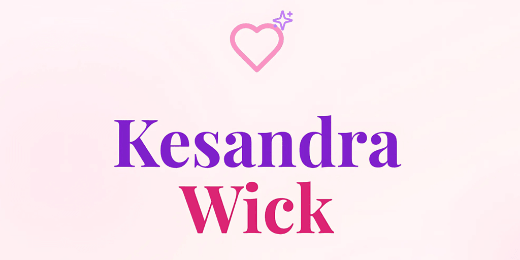 Kesandra Wick logo with heart icon, representing contemporary romance author and her storytelling brand.