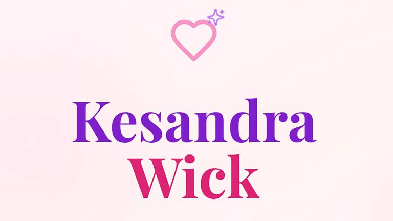 Kesandra Wick logo with heart icon, representing contemporary romance author and her storytelling brand.