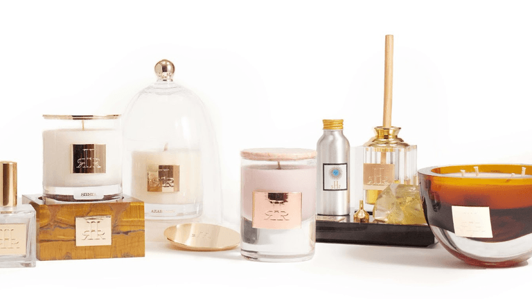 "Exclusive RHR Luxury home fragrance collection featuring premium candles, diffusers, and elegant accessories crafted with luxury materials."