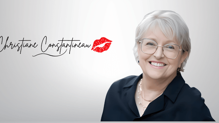 Christiane Constantineau smiling, wearing a black shirt, representing resilience and leadership through personal and business transformation.