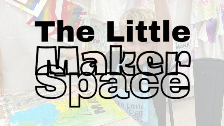 Child creating art at The Little Makerspace pop-up studio, promoting hands-on creativity and community connection.