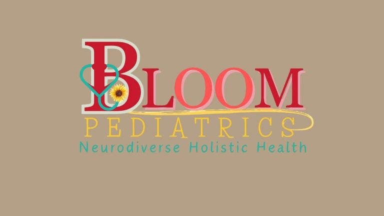 Bloom Pediatrics logo with vibrant colors, featuring the tagline 'Neurodiverse Holistic Health,' representing compassionate and innovative pediatric care.