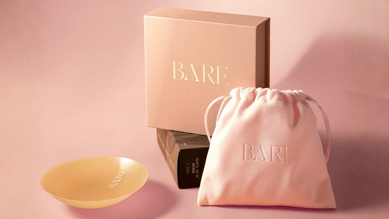 BARE by REVA nipple covers and breast enhancers with luxury packaging and pink pouch.