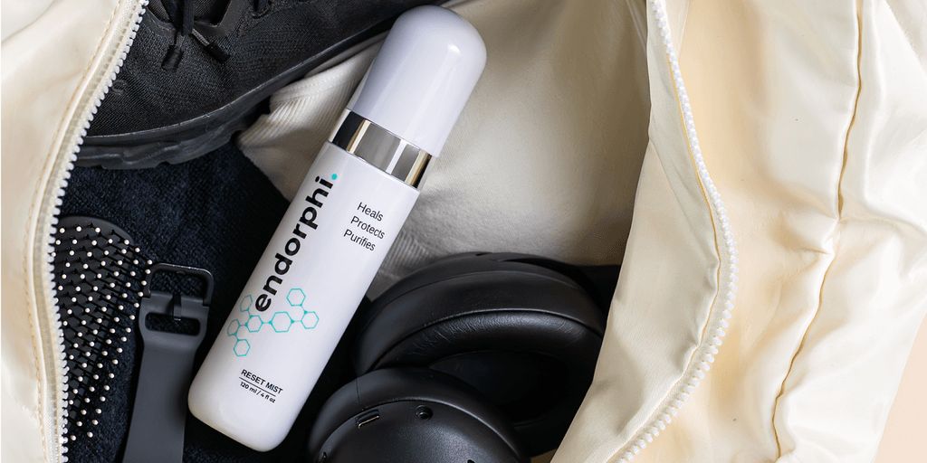 Endorphi Reset Mist for skin recovery, featuring a minimalist formula with hypochlorous acid, designed for active, sensitive skin.