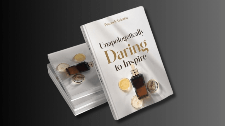 "Cover of Petronely Grindea’s memoir 'Unapologetically Daring to Inspire,' showcasing her journey of resilience, empowerment, and wellness leadership."