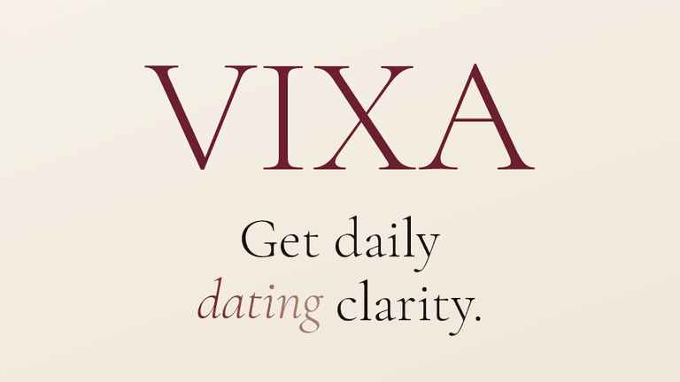 VIXA AI dating clarity app logo promoting daily dating clarity for women