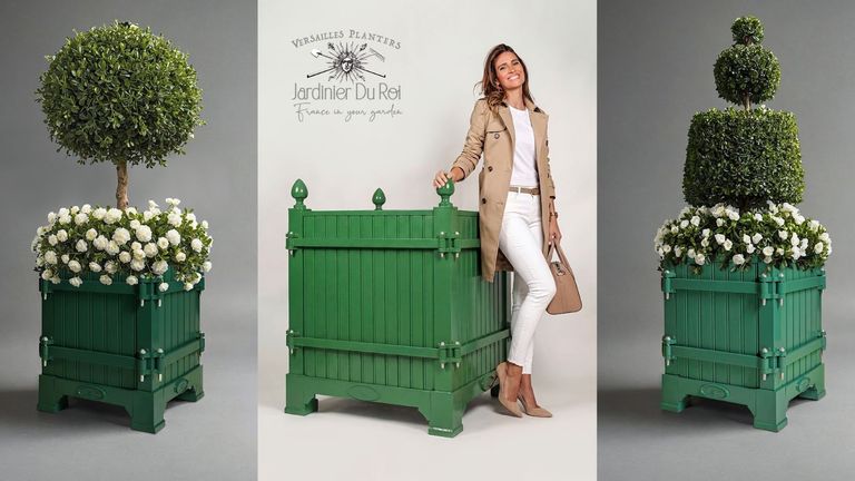 Luxury Versailles-style planter in elegant courtyard, showcasing heirloom craftsmanship, historical design, premium materials, and timeless landscaping sophistication for modern estates.