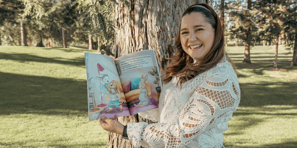 "Pali Bermúdez, creator of Bunny Tails, sharing a bilingual children’s book, empowering families through storytelling and emotional growth."