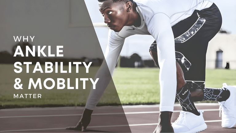 "Young athlete preparing for a sprint, highlighting the importance of ankle stability and mobility for injury prevention."