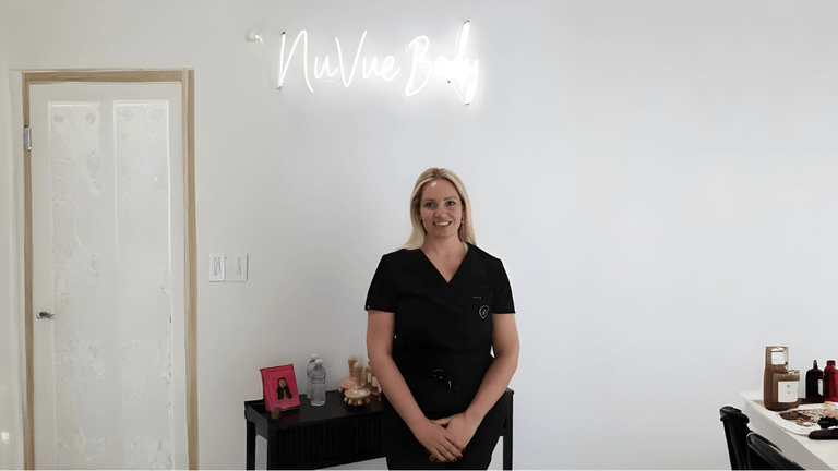 "Abby Mortimer, founder of NuVue Body Sculpting, specializing in advanced lymphatic drainage to promote health, recovery, and wellness."