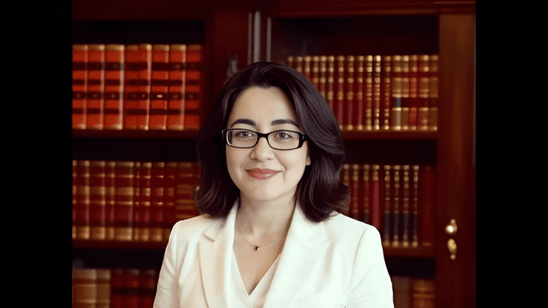"Shadan Kapri, a human rights attorney and bestselling author, stands in front of bookshelves, embodying advocacy for social justice."