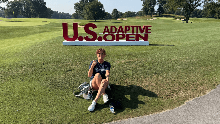 "StrokeMaster® glove with strap system showcased at U.S. Adaptive Open, empowering golfers with grip challenges to play confidently."