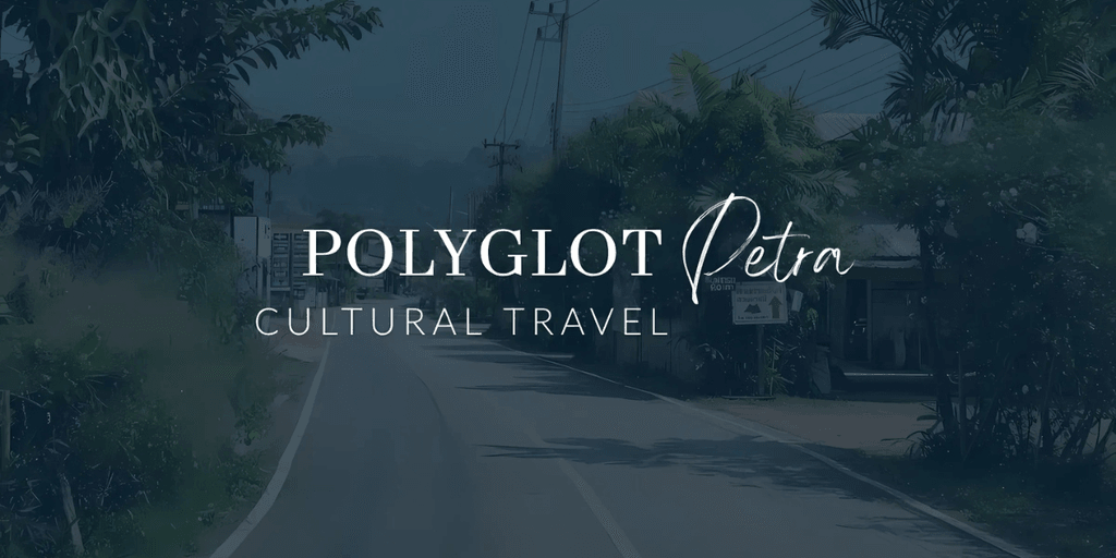"Polyglot Petra logo for Cultural Travel services, specializing in immersive cultural experiences and tours around the world."