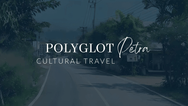 "Polyglot Petra logo for Cultural Travel services, specializing in immersive cultural experiences and tours around the world."