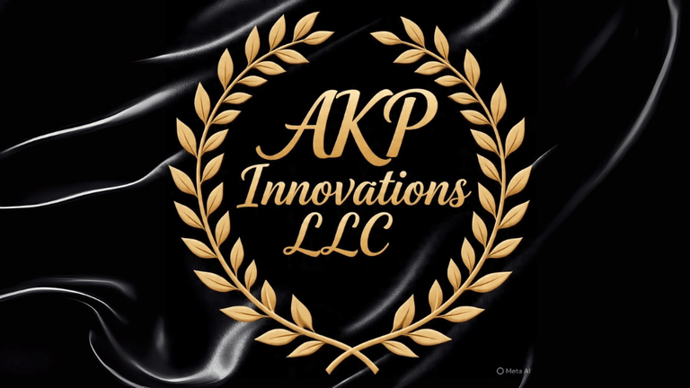 AKP Innovations LLC logo featuring a golden laurel wreath on a black background, symbolizing excellence and innovation.