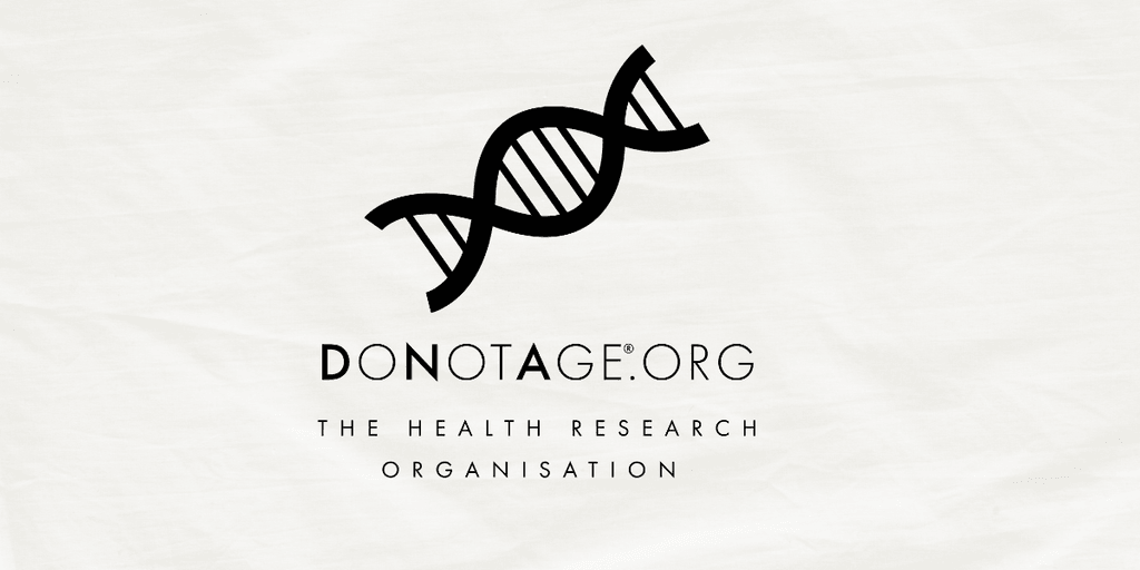 DNA logo with text “DoNotAge.org – The Health Research Organisation” on white background.