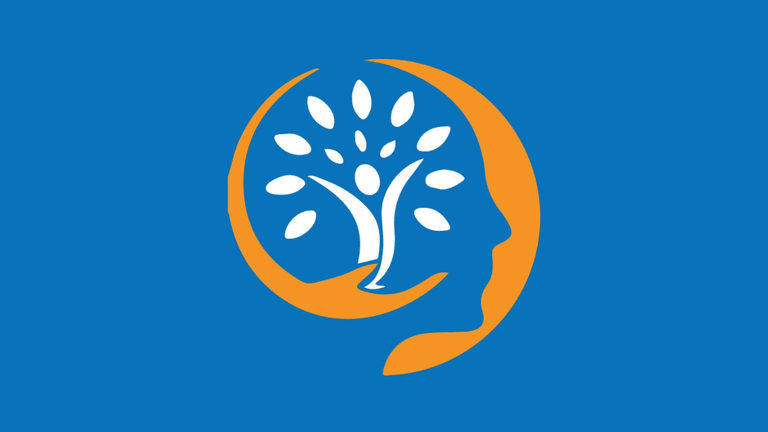 Logo symbolizing trauma-informed care with a human silhouette, tree, and neural connections for healing and wellness.