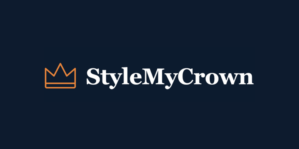 Logo of StyleMyCrown featuring a crown icon and stylish typography on a dark background