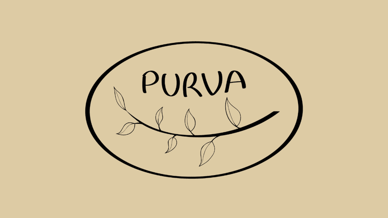 Logo featuring the word "PURVA" with a simple leaf design in a circular frame