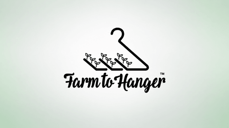 Logo featuring a hanger with plants, representing Farm to Hanger concept