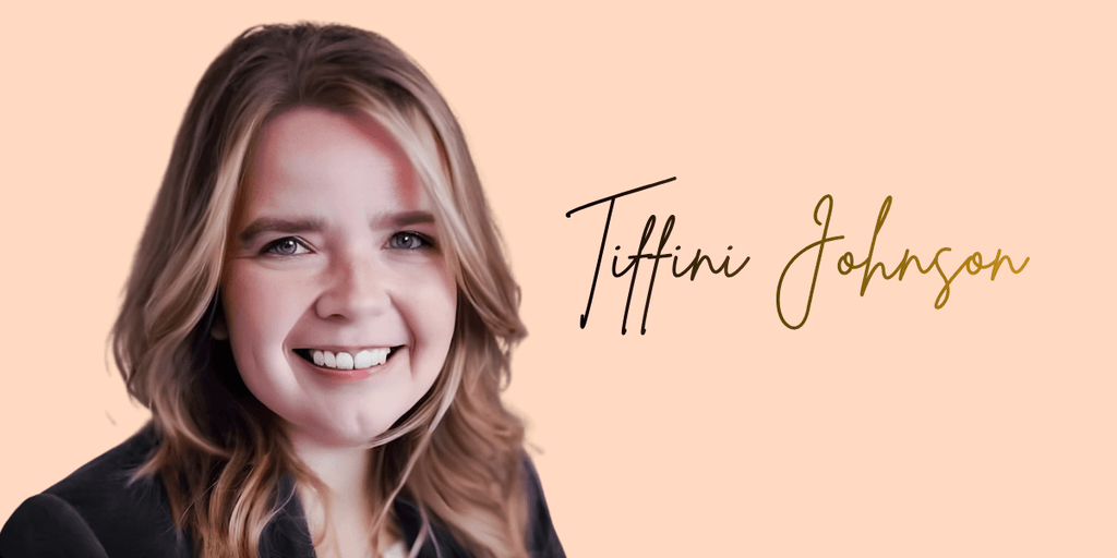 A smiling woman with wavy hair on a pastel background, featuring her name.