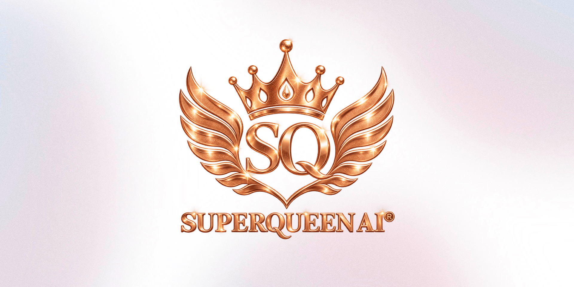 Logo featuring wings, a crown, and the text Superqueen AI in an elegant design