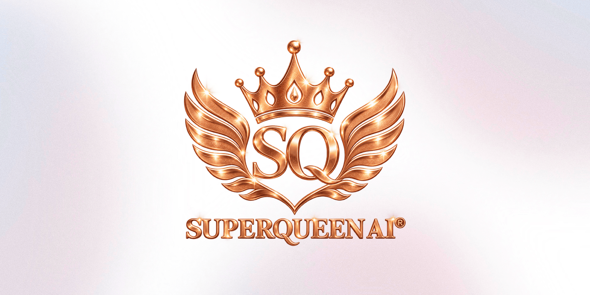 Logo featuring wings, a crown, and the text Superqueen AI in an elegant design