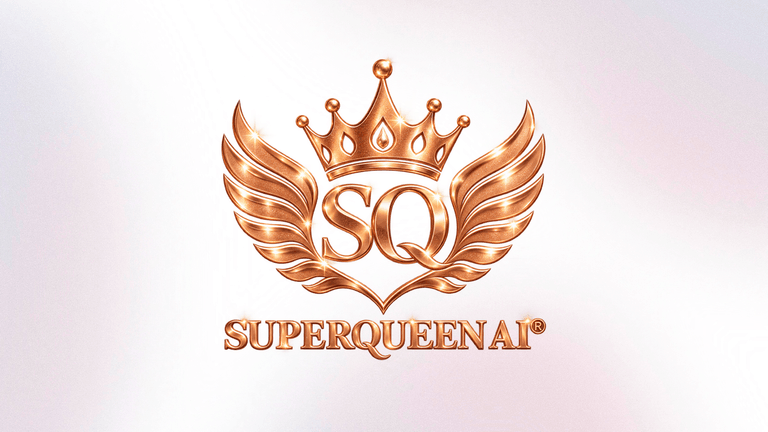 Logo featuring wings, a crown, and the text Superqueen AI in an elegant design