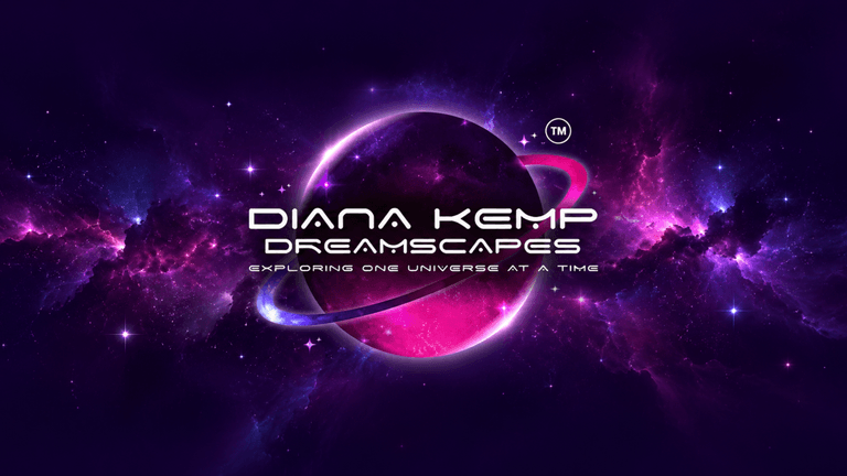 Logo featuring a planet in space with vibrant purple and pink cosmic background