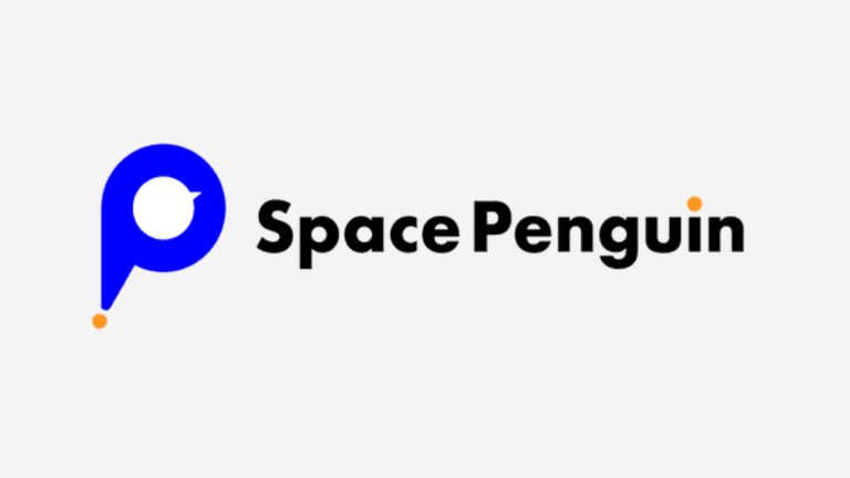 Logo featuring a blue circle with a bird silhouette and the text "SpacePenguin"