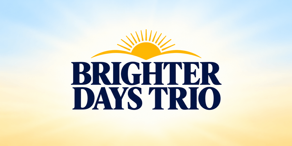 Logo for Brighter Days Trio featuring a sun and bright, uplifting colors